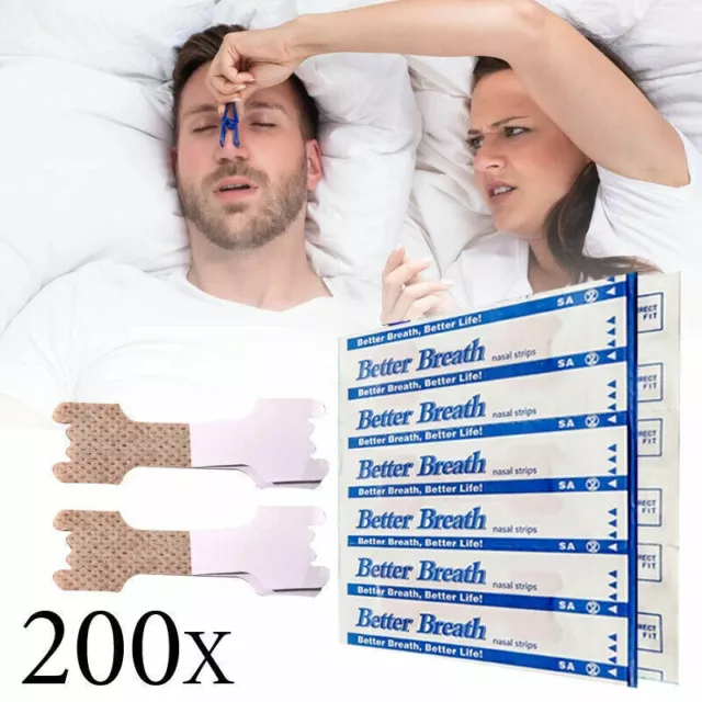 200 PEZZI CEROTTI NASALI nasal strips Better Breath misura grande 66 mm x 19 mm