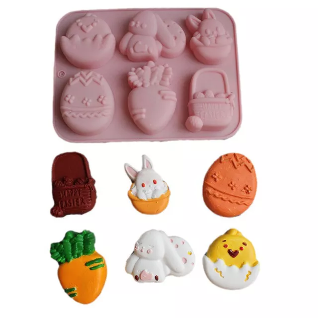 1pc 2024 Easter Rabbit Silicone Mold 3D Egg Chocolate Mould Jelly Pudding T GAIR