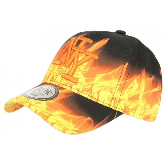 Casquette Baseball NY Flammes Orange Et Blanche - Taille Unique Streetwear