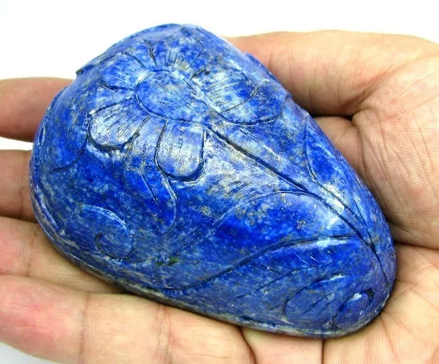 Rare Huge Size 1625ct Lapis Lazuli MUGHAL Hand Carved Pear Gemstone ART