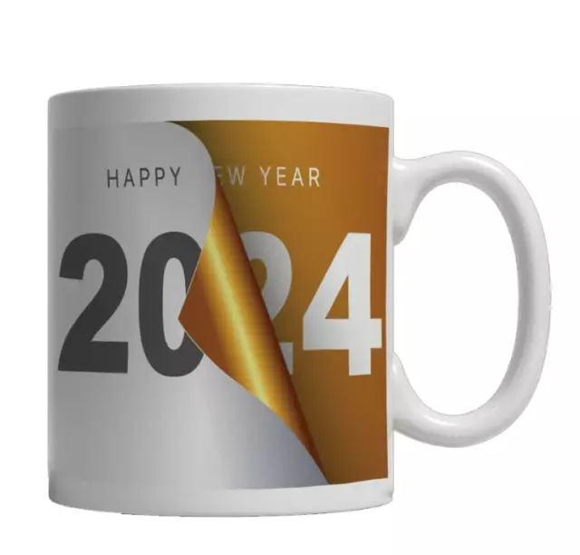 Taza de café impresa con tema Feliz año nuevo 2024 - Taza de cerámica...