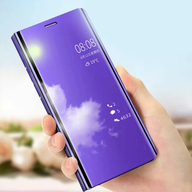 Flip Smart Case for iPhone 13 Pro Max Mini 11 XR 6 Clear View Mirror Stand Cover