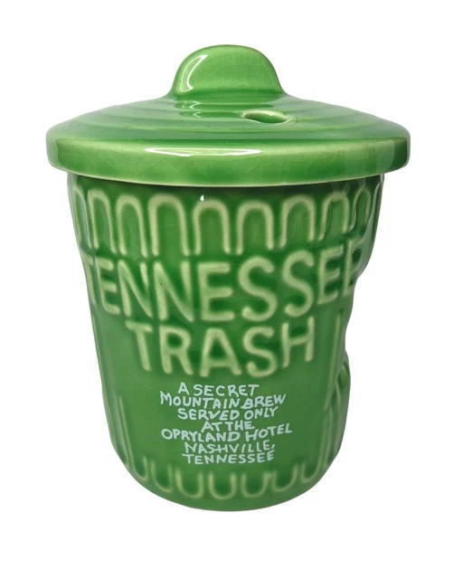 Tennessee Trash Drink Cup Green Garbage Can Opryland Hotel Novelty Souvenir 70's