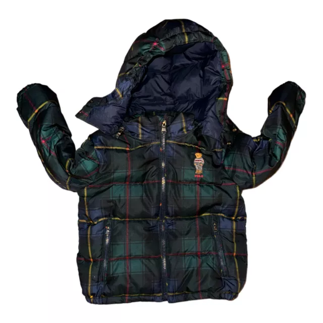 🔥 Polo Bear Ralph Lauren Sz 3T Toddler Boys Hooded Puffer Parka Jacket Coat 🔥