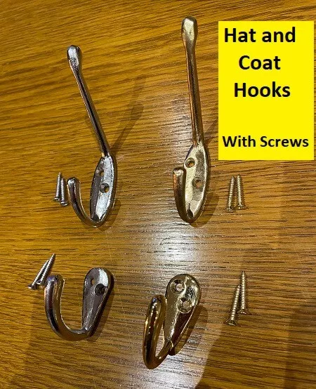 Hat and Coat Hooks & Single Robe Hooks - Choose Brass or Chrome Plated  FREE P&P