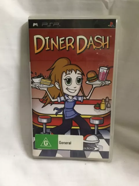 Diner Dash: Sizzle & Serve (Sony PSP, 2007) Game Case & Manual
