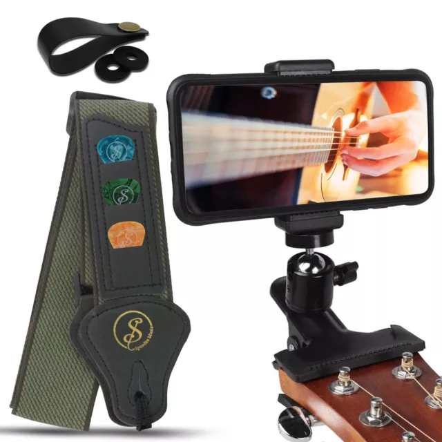 Speedee Music Guitar Strap Guitar Cellphone Holder Bracket Clip On Mobile Clamp