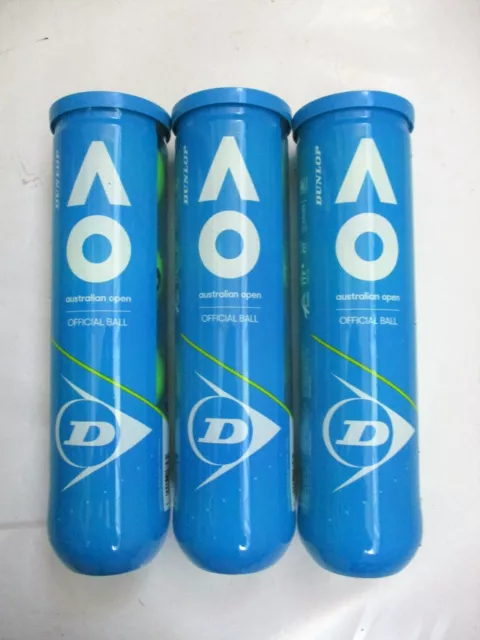 12 Dunlop Australian Open Tennis Balls (3 cans of 4 balls)