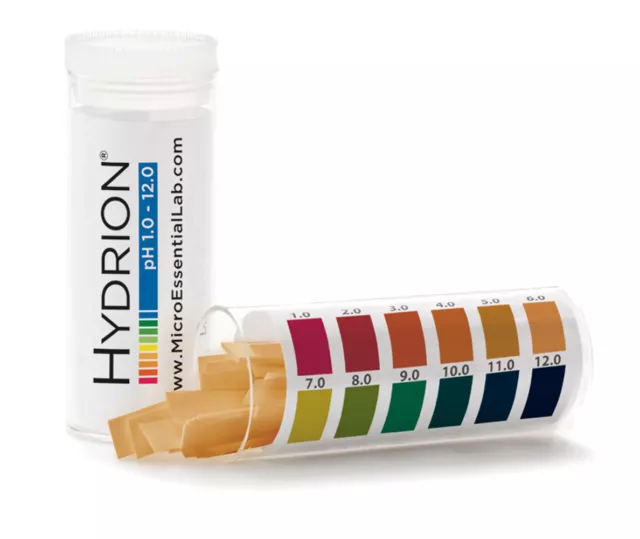 100 pH Strips HYDRION Test Tape Paper 165/ 1-12 Acid Alkaline Range 1.0-12.0 USA