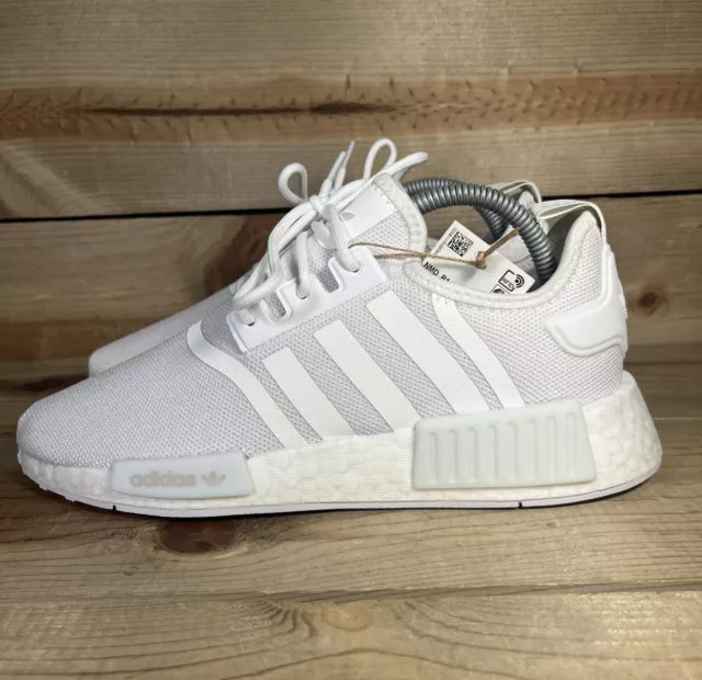 NEW Youth 7 / Women’s 8 Adidas NMD_R1 Refined Low J “White Grey” Sneakers H02334