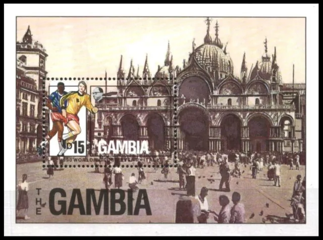 Gambia 1989 MNH MS, St Marks Cathedral, Venice, FIFA WC Italy, Football, Sports