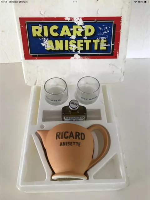 ♦ Ancien Coffret Ricard Anisette Deux Verres Une Carafe Made In France Vintage 3