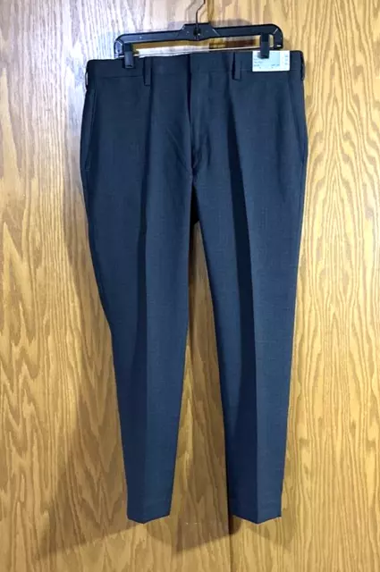 Buy the Louis Raphael Rosso Men's Grey Pleated 150's Herringbone Dress Pants  Size 34x32