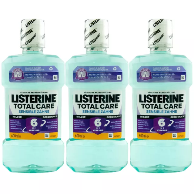 Listerine Mundspülung TOTAL CARE 3 x 600ml milder Geschmack für sensible Zähne