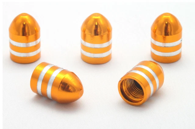5x Cartuccia Tappi Valvola Munizioni Alluminio Cappuccio Valvola Bicicletta Auto Colore: Oro Corto
