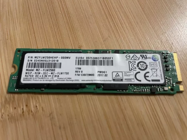 SSD M2 Samsung PM961 256Go 2280 NVME (pas SATA) /MZ-FLW2560