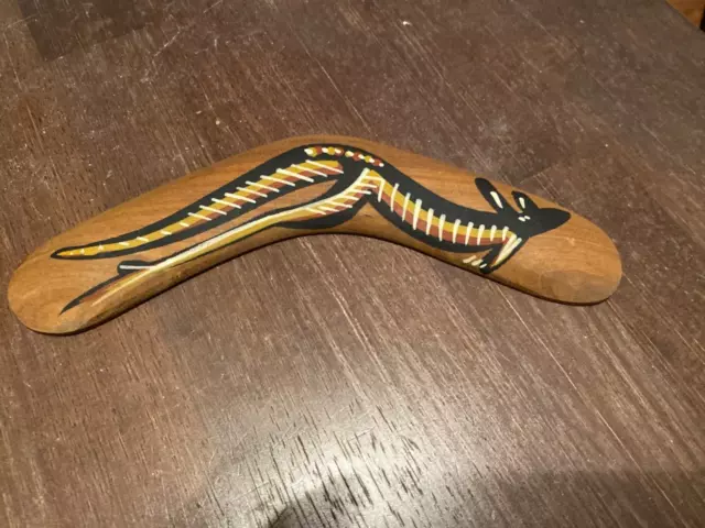 Australian Boomerang Bunabiri Aboriginal Dreamtime Wooden Kangaroo Small 8"