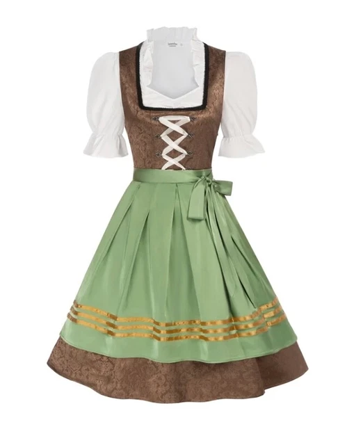 JASAMBAC Women's German Dirndl Dress Oktoberfest 3 Pieces size l