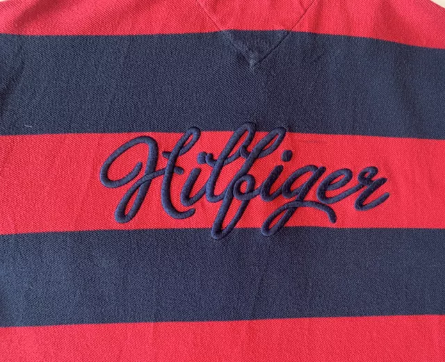 Polo à Rayures Tommy Hilfiger Vintage Striped Polo / Slim Fit/ Rouge Bleu Navy L