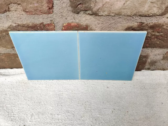 1940sVintage Architecture Furniture Tile Old Blue Ceramic Pair Of Tiles England