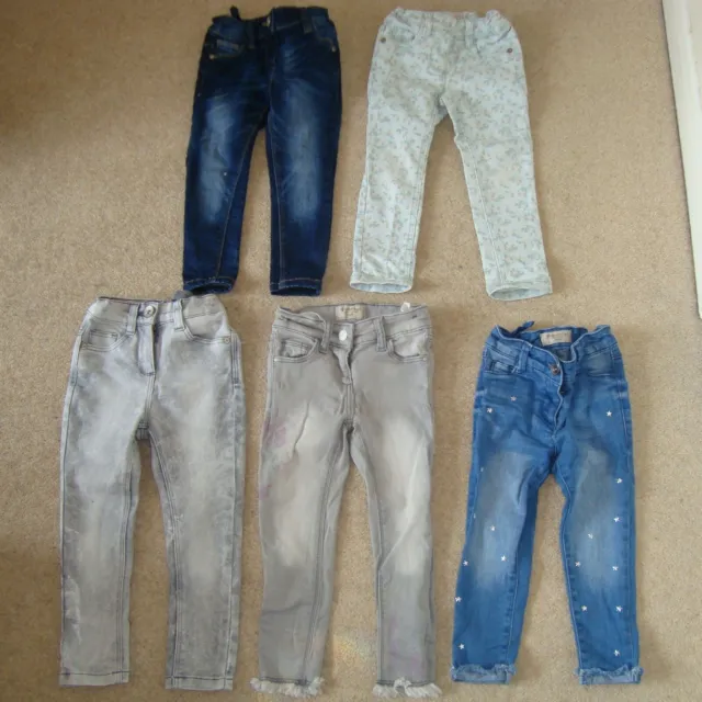 Lotto 5 jeans misti NEXT ragazza età 3 anni (98 cm) skinny stampati floreali stampati strappati