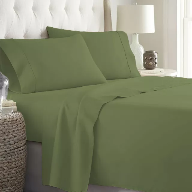 EGYPTIAN COTTON EXTRA Deep Wall Royal Bed Sheets Moss Solid Select Item ...