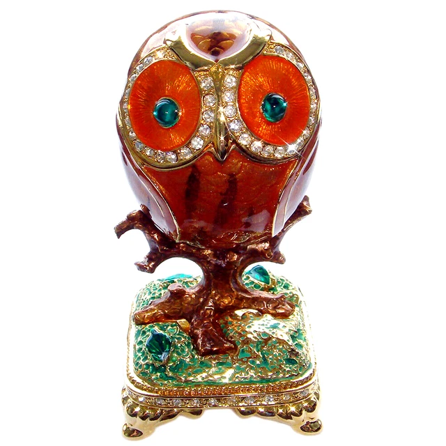 Boîte à Bijoux Hibou/Chouette – Métal Émaillé, Ailes Déployées, Très Bon État Occasion