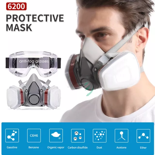 UK For 6200 Half Face Gas Mask Protective Respirator Painting Spraying Workshop