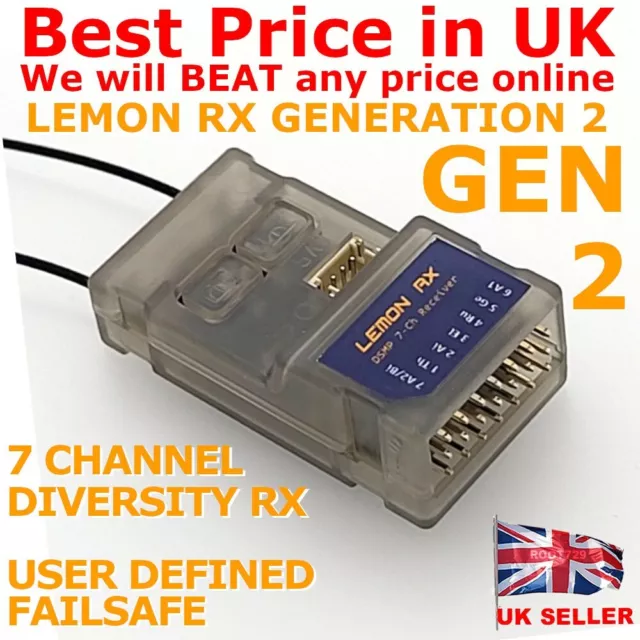 Free Shipping - Lemon RX 7 Channel Diversity Gen 2 Receiver Generation 2 DSMX