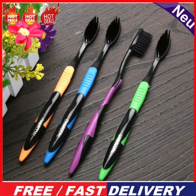 4Pcs Bamboo Charcoal Toothbrush Oral Dental Care Soft Teeth Brush Set