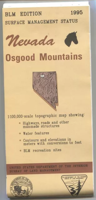 USGS BLM edition topographic map Nevada OSGOOD MOUNTAINS -1995- surface 100K