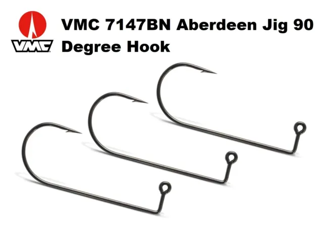 VMC 7148 ABERDEEN Jig 90 Degree Hook Black Nickel, 2X, Sizes 4/0 &5/0. EUR  5,81 - PicClick FR