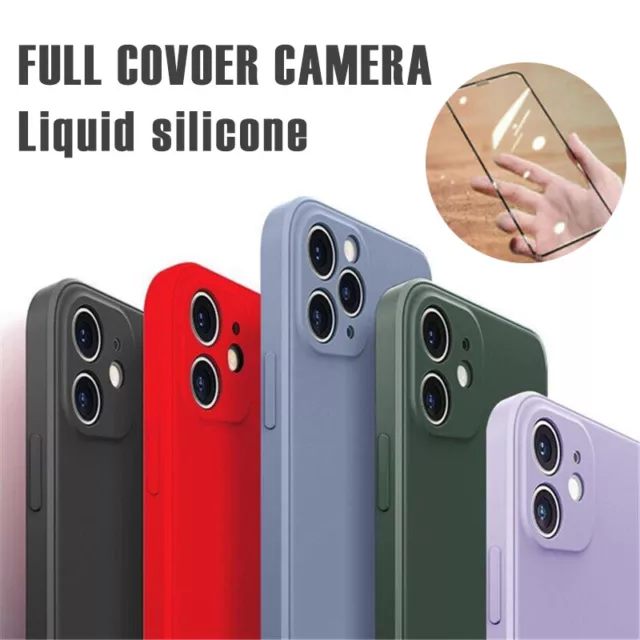 For iPhone 11 Pro Max Liquid Silicone Case Camera Lens Full Protection Cover