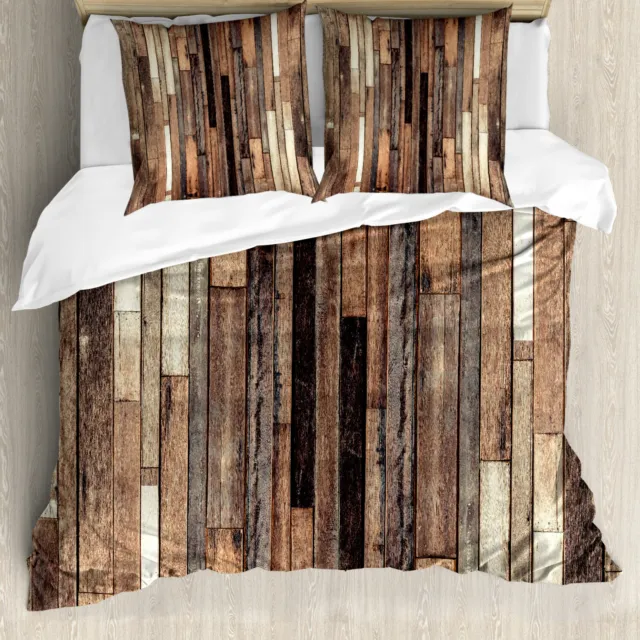 Wooden Duvet Cover Old Floor Rustic Style