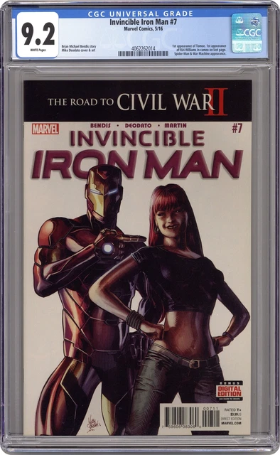 Invincible Iron Man #7A Deodato CGC 9.2 2016 4062262014 1st cameo Riri Williams