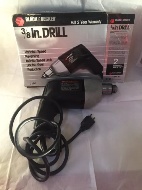 VINTAGE BLACK & DECKER 1/4” ELECTRIC VARIABLE SPEED DRILL, No. 7080 Type 1