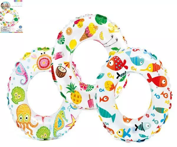 Intex 20" Wet Set Lively Print Swim Ring Age 3 -6 Swimming Inflatable