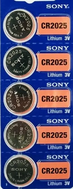 5 pcs CR2025 SONY Lithium Cell Battery 3V, 160mAh, Original, EXP. 2028