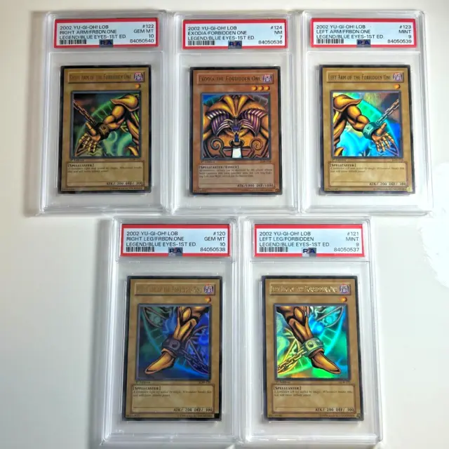 Yu-Gi-Oh! Exodia The Forbidden One - 1st Ed Full Sequential Set LOB 120-124 PSA