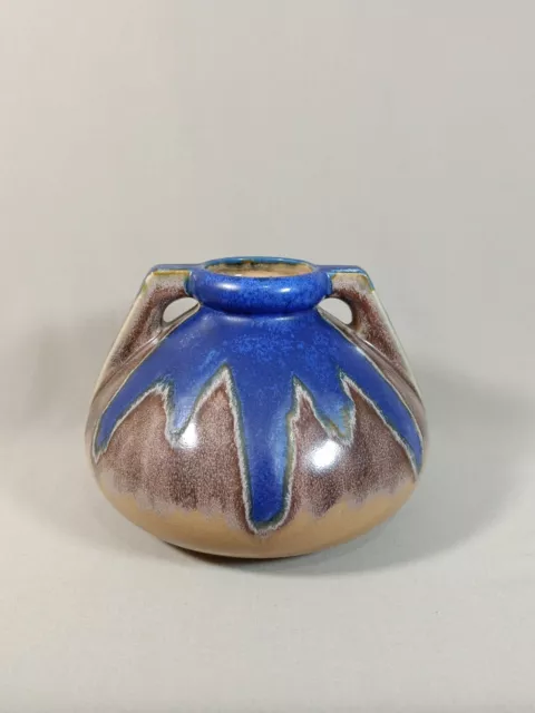 VASE EN FAIENCE ALPHO A ANSES ART DECO CERAMIQUE Émaillé BLEUE Marron Et beige