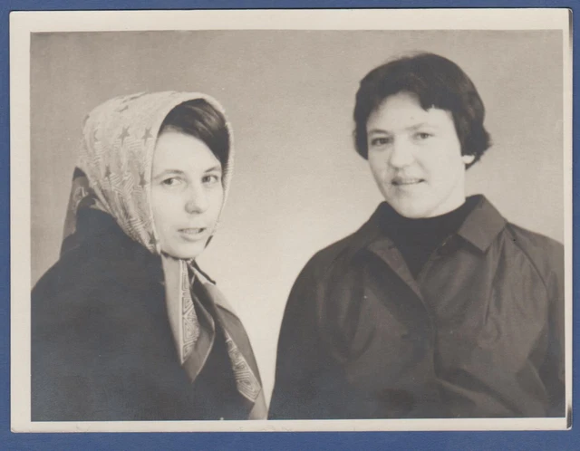 Portrait of Two Beautiful Young Girls, Lovely Ladies Soviet Vintage Photo USSR