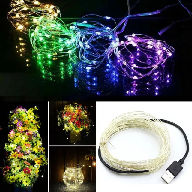 5M 10M USB LED Copper Wire String Fairy Light Strip Waterproof For Xmas Party SS