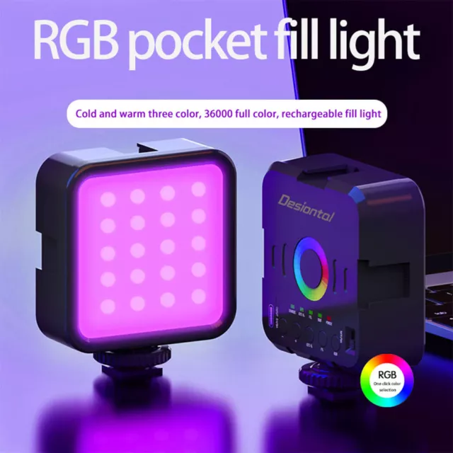 Pocket RGB Full Color 3000-9000K LED Video Light Photography Fill Lamp VLog O3