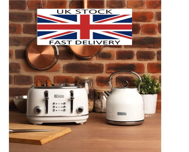 HADEN HERITAGE RETRO 1.7L 3KW Rapid Boil Kettle & Matching White 4
