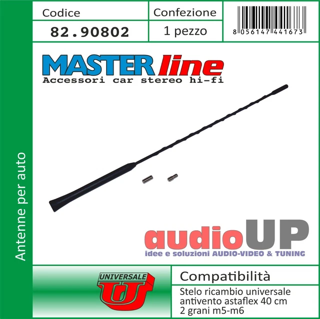 Antenna per auto stilo ricambio in fibra vetro con perno M5 M6 40 cm per OPEL
