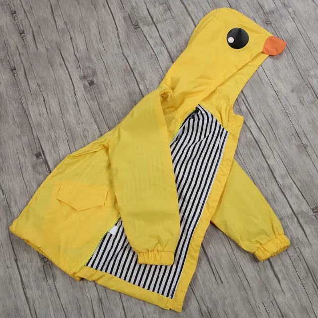 (01)summer Baby Boy Girl Duck Waterproof Cute Cartoon Hoodie Zipper Coat Outfit