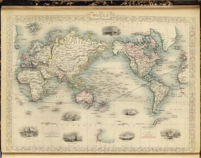 1851 Illustrated and Modern World Atlas 80 antique maps DVD A10