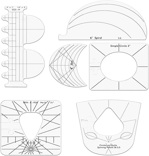 RL-06 Template Sampler Set for Domestic Sewing Machine 1 set = 6pcs Quilting B21
