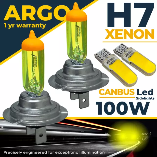 2x H7 Xenon Amarillo Faro Bombillas 499 100w Faro LED 501 Luz Lateral Coche 12v