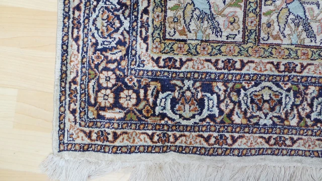 PERSAIN CARPET RUG HAND MADE Oriental SILK on Cotton Vintage 5ft 2" x 3ft 1" 2